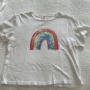 Redone Haynes Heritage Cotton 1950s Boxy Tee with Stay Safe Rainbow
